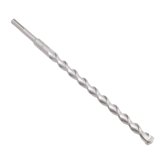 A DEWALT metal drill bit with a spiral design and flat tip, suitable for masonry drilling.