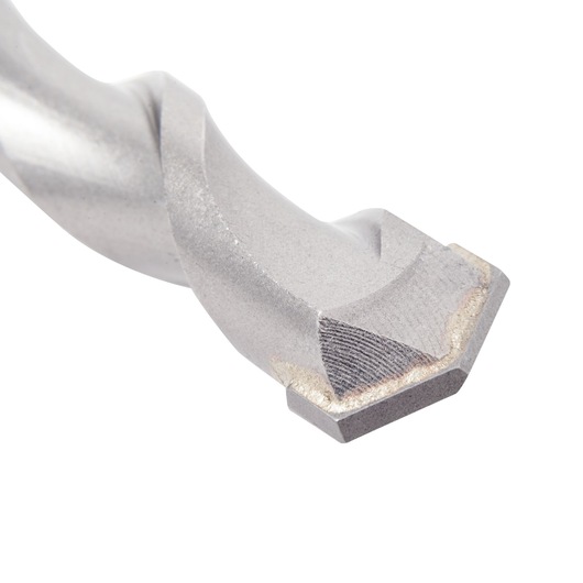 Close-up of a DEWALT metal drill bit tip against a white background.