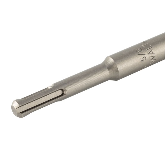 Close-up image of a DEWALT metal drill bit shaft featuring grooves and a cylindrical shape, suitable for masonry or concrete drilling.