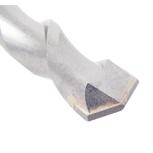 Close-up of a DEWALT metal drill bit tip with a flat, chisel-like edge against a white background.