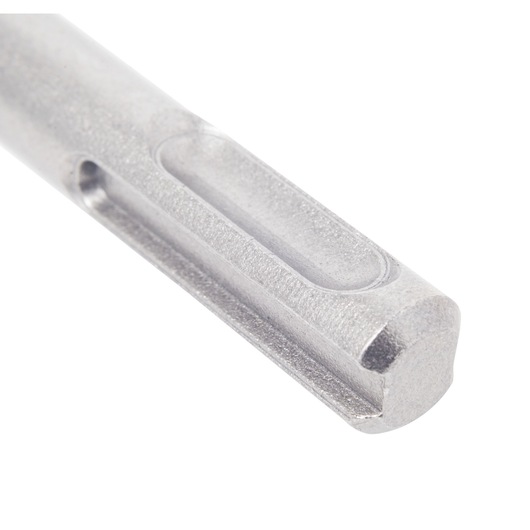 Close-up of a silver DEWALT drill bit with grooved shank, shown against a white background.