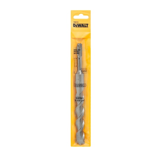 DEWALT DW00725 drill bit in yellow packaging, 20 mm diameter, for woodworking and professional use.