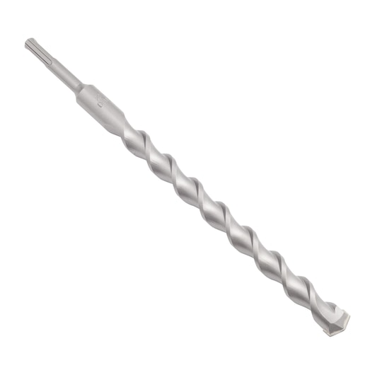 A single silver DEWALT SDS masonry drill bit with a spiral flute design on a white background.