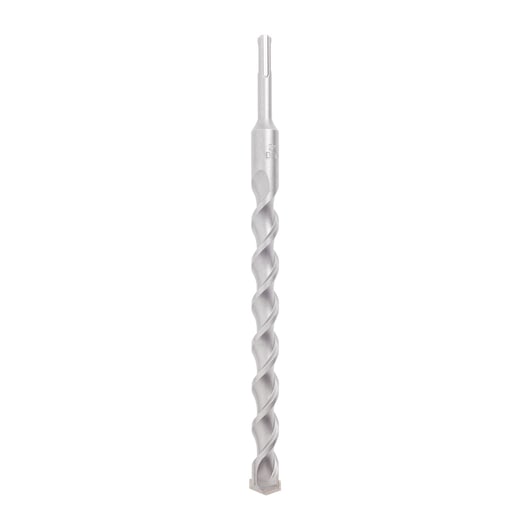 A silver DEWALT SDS drill bit with spiral fluting, shown vertically against a white background.
