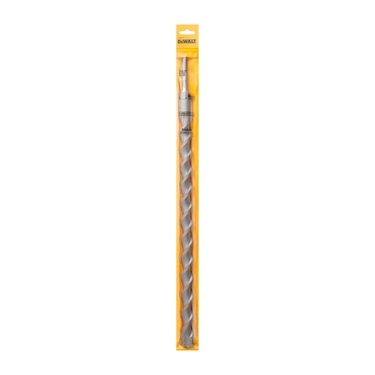 DEWALT long drill bit in yellow packaging, suitable for masonry or concrete. Product displayed vertically.
