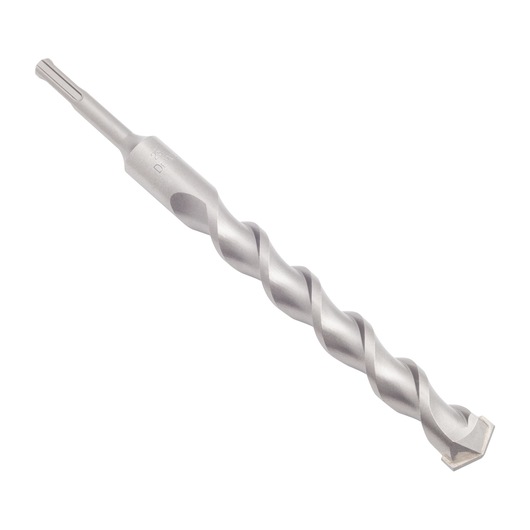A silver-colored spiral SDS drill bit for use with power tools, shown against a plain white background.