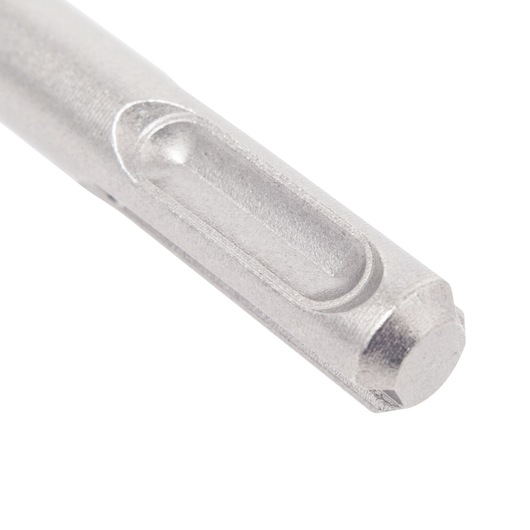 Close-up of a metallic drill bit shank with grooves, designed for rotary hammer or power tool use.