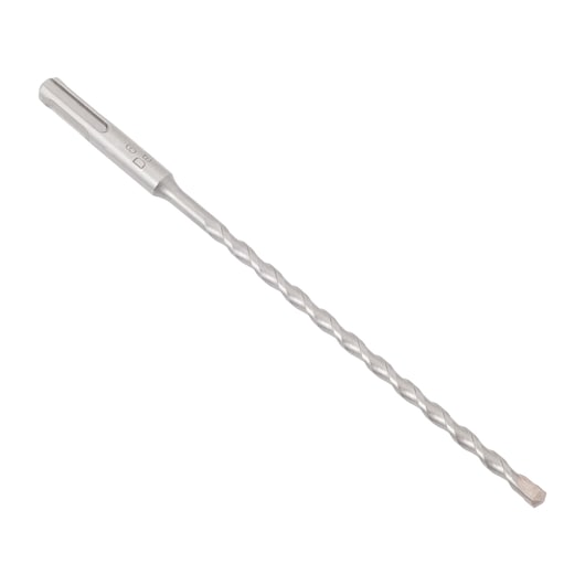 A DEWALT SDS drill bit with spiral grooves, used for drilling masonry or concrete surfaces.