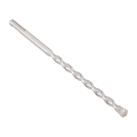 A silver DEWALT masonry drill bit with spiral fluting, shown against a white background.