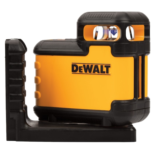 DEWALT yellow and black laser level device on a black base, model DW03601-XJ, used for precise measurements.