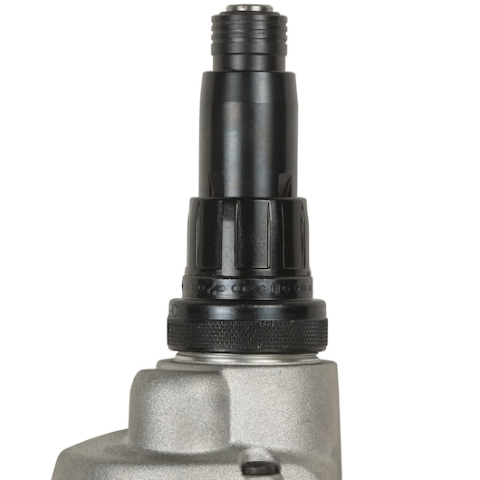 Close-up of the DEWALT DW269 screwdriver head showing its adjustable black metal collar.