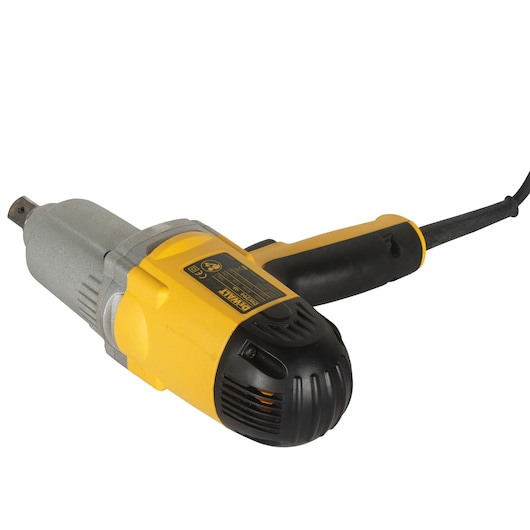 DEWALT DW294 electric impact wrench with yellow and black handle, shown on a white background.