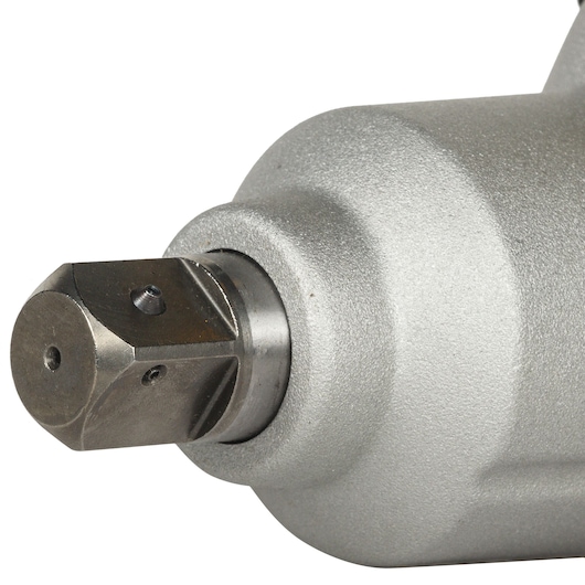 Close-up of a DEWALT DW294 impact wrench drive end with a metallic finish and hexagonal head.