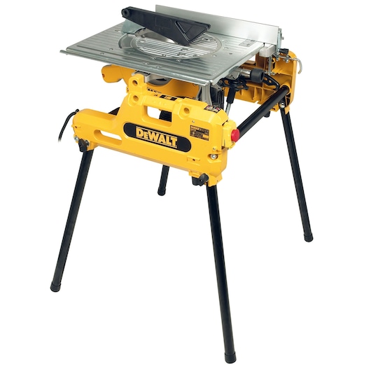 DEWALT photography equipment DW743N, DW743 with yellow base and folding legs, product shown on white background.