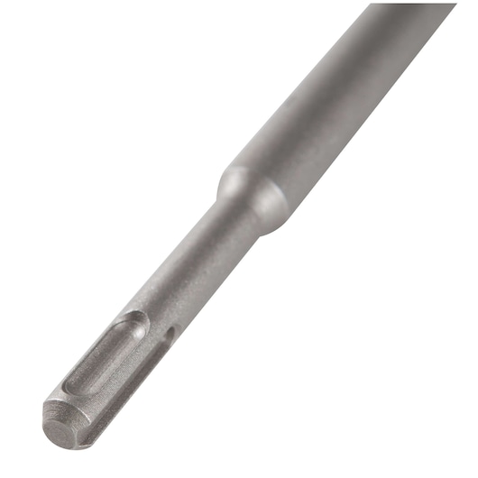 Close-up of a DEWALT SDS drill bit against a white background.