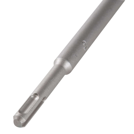 Close-up of a DEWALT metal drill bit with SDS shank for impact drilling.