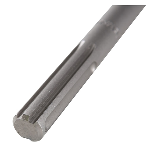 Close-up of a DEWALT metal drill bit with grooved shank, displayed against a white background.