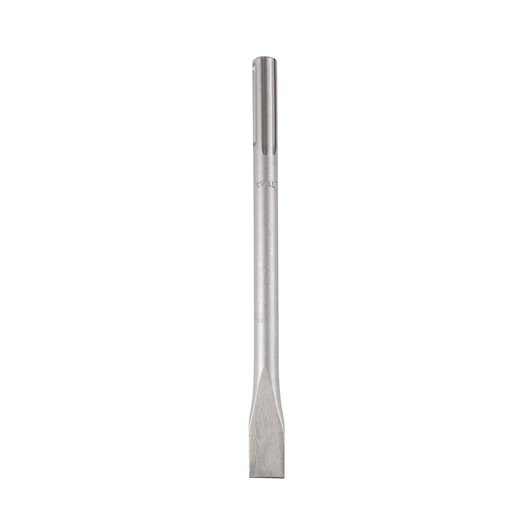 DEWALT flat chisel bit for rotary hammer drills, metal construction, photographed on white background.