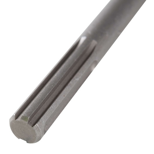 Close-up of a DEWALT SDS drill bit, showing its fluted metal shaft and rounded tip for use with power tools.