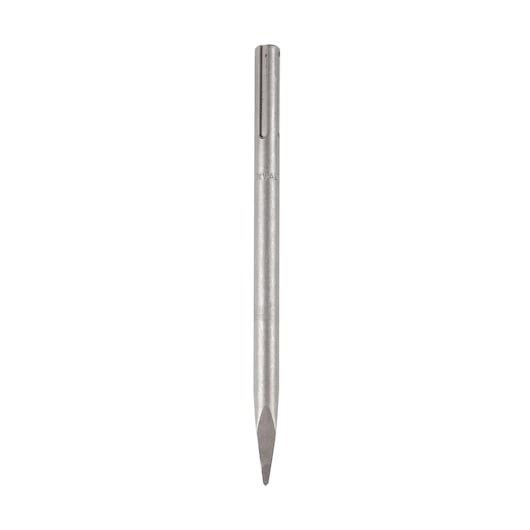 A DEWALT pointed steel chisel accessory for use with rotary hammer drills, shown against a white background.