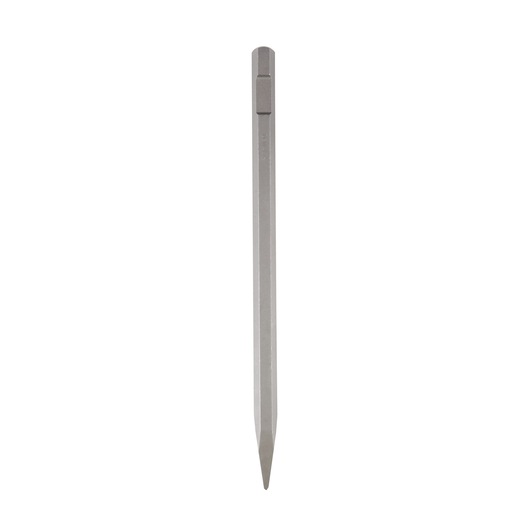 Hexagonal pointed chisel for demolition, shown vertically on a white background.