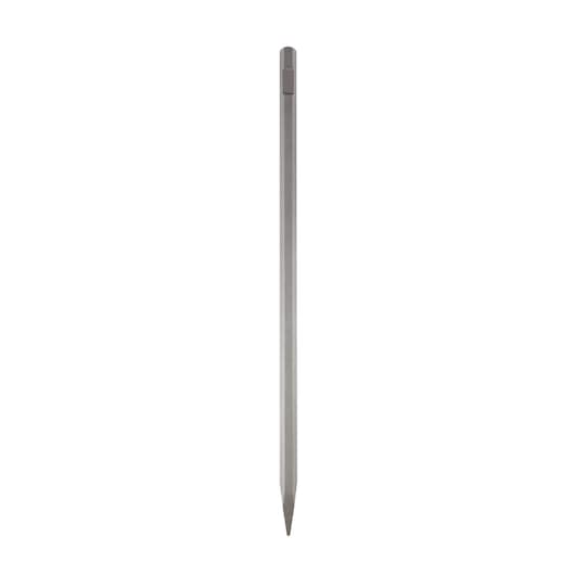 A single metal pointed chisel for use with power tools, photographed upright on a white background.