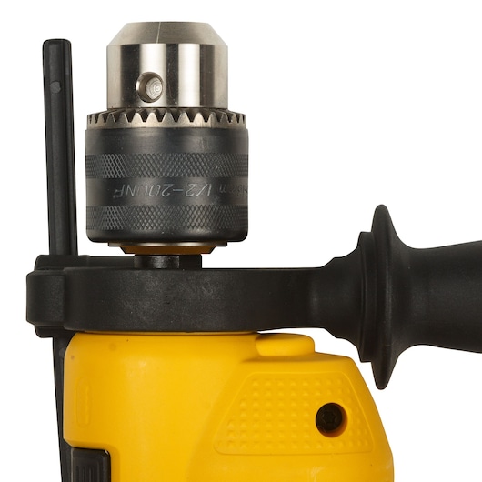 DEWALT drill handle and chuck, SKUs DWD024-QS, DWD024. Close-up photography product image.