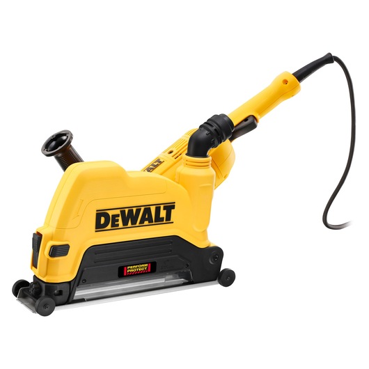 DEWALT yellow and black wall chaser power tool with cord, designed for cutting masonry and concrete surfaces.