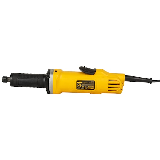 A DEWALT DWE4887N yellow electric die grinder with black handle and cord, shown against a white background.