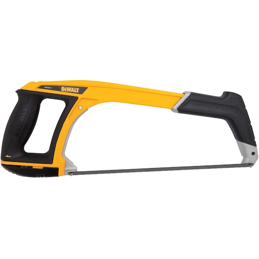 A DEWALT hand saw with a yellow and black handle, designed for precise cutting tasks. The saw is lightweight and has an ergonomic grip.