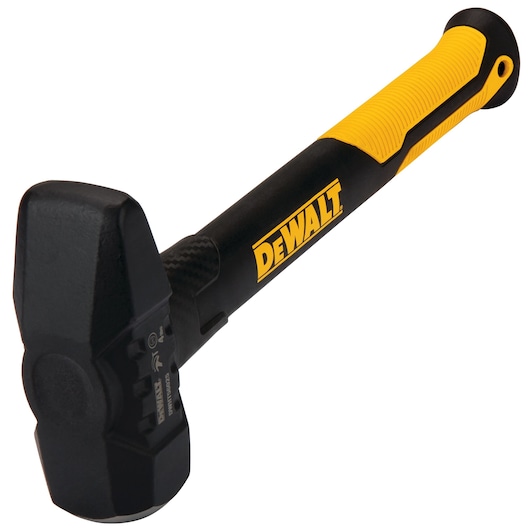 DEWALT black and yellow sledge hammer with a textured handle, shown on a white background.
