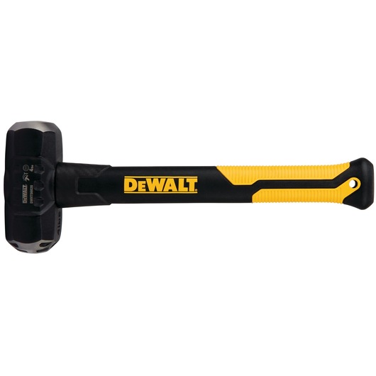 DEWALT black and yellow sledgehammer with ergonomic handle shown on a white background.