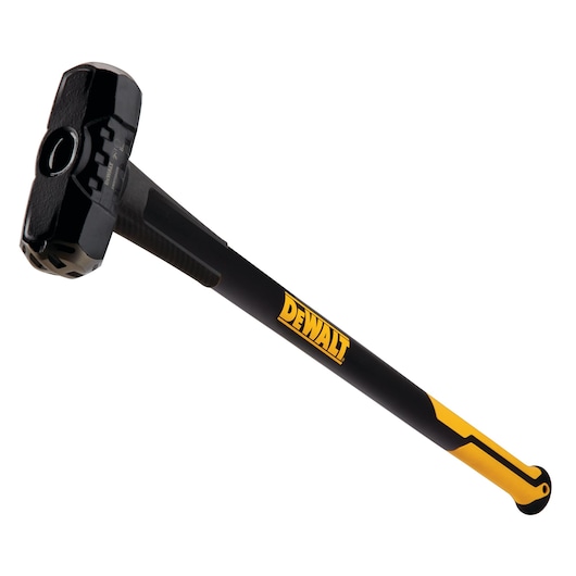 DEWALT sledgehammer with black and yellow handle, photographed on a white background.
