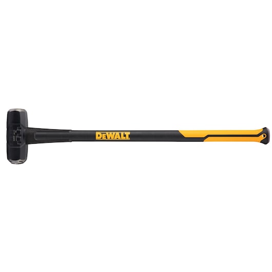 DEWALT sledgehammer with black and yellow handle, designed for heavy-duty construction and demolition tasks.