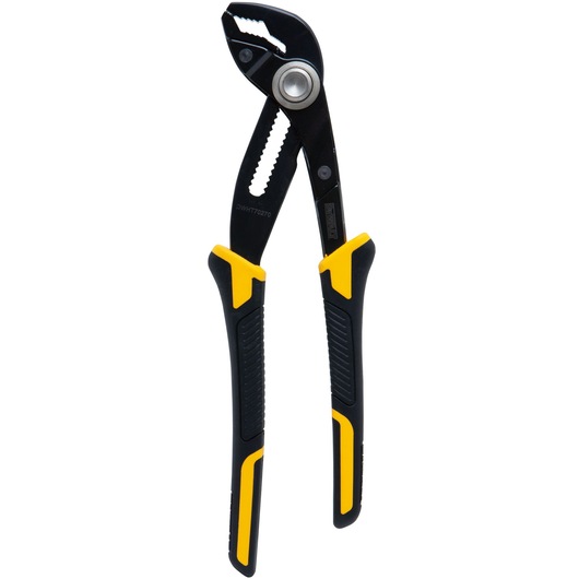 DEWALT adjustable groove joint pliers with black and yellow handles, shown against a white background.