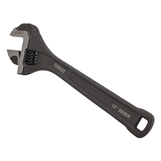 DEWALT adjustable wrench with black handle, 12 inch (300mm) size, suitable for various tightening tasks.