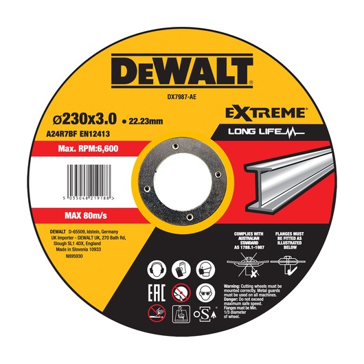 DEWALT DX7987, DX7987-AE metal cutting disc, 230mm diameter, extreme long life, for photography category.